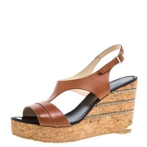 Jimmy Choo Portia Brown Leather Wedge